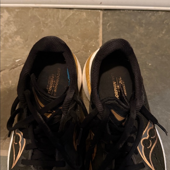 Saucony Black and Gold Athletic Shoes - Picture 6 of 7